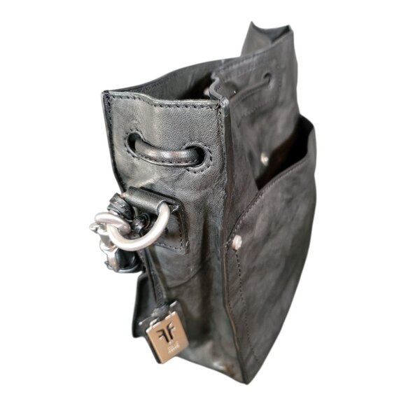 Frye Demi Hobo Women's Black Leather Studded Bottom Square Handbag - Picture 9 of 13